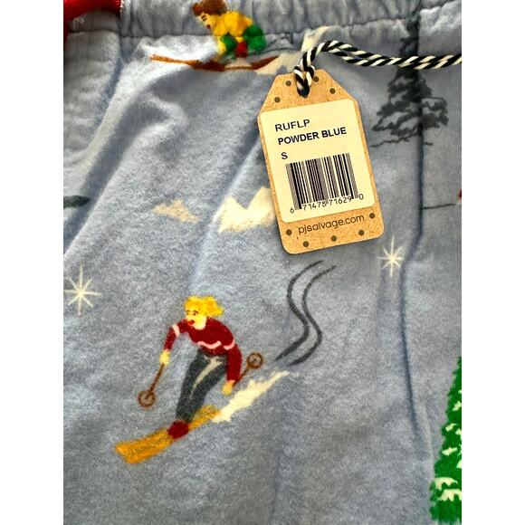 P.J. Salvage Powder Blue Flannel PJ Bottoms-Size Small Women-Skier Design-NWT - Picture 7 of 9